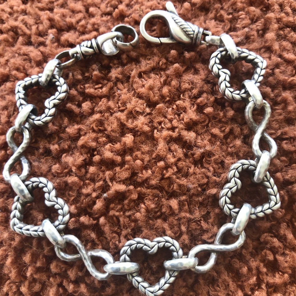Sterling Silver Heart Link Bracelet - Silver